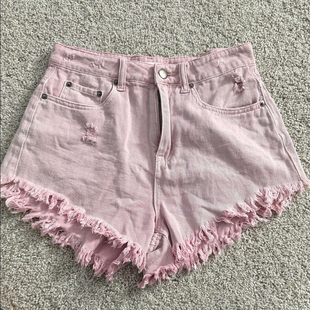 Mustard Seed Pink Frayed Jean Shorts